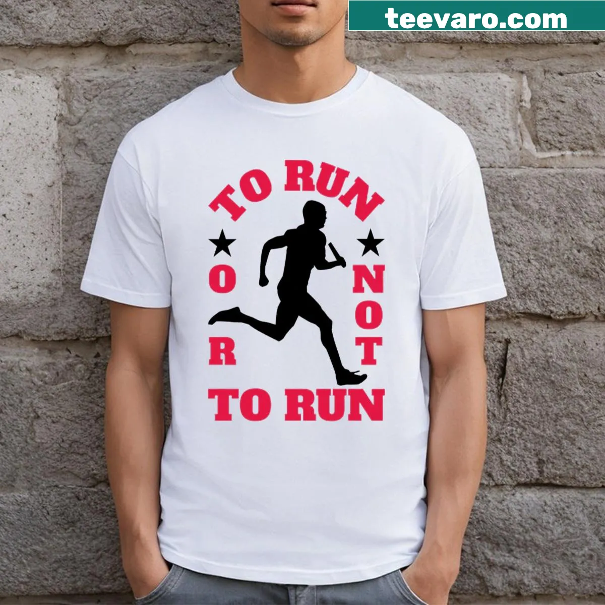 Funny jogging t-shirt with humorous running quote — on a men's t-shirt