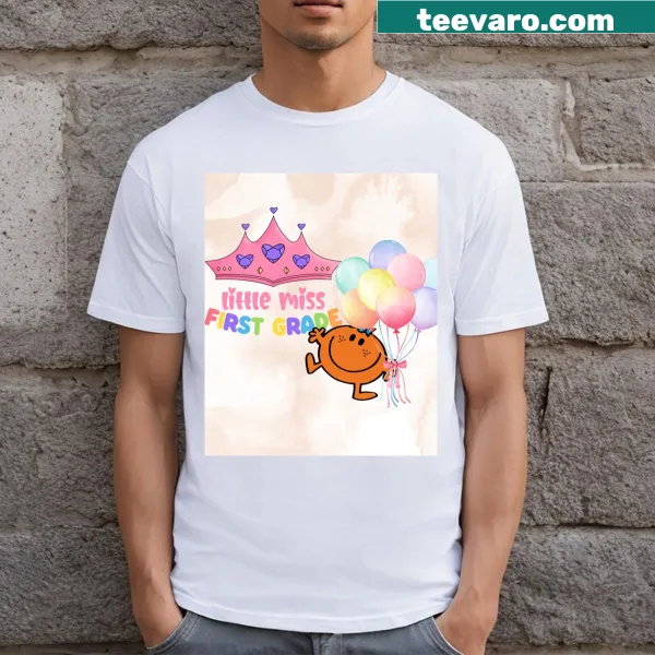 T-shirt with 'Little Miss First Grade' in playful text