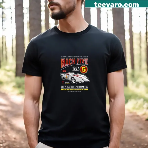 Mach 5 T-shirt featuring a dynamic vehicle graphic