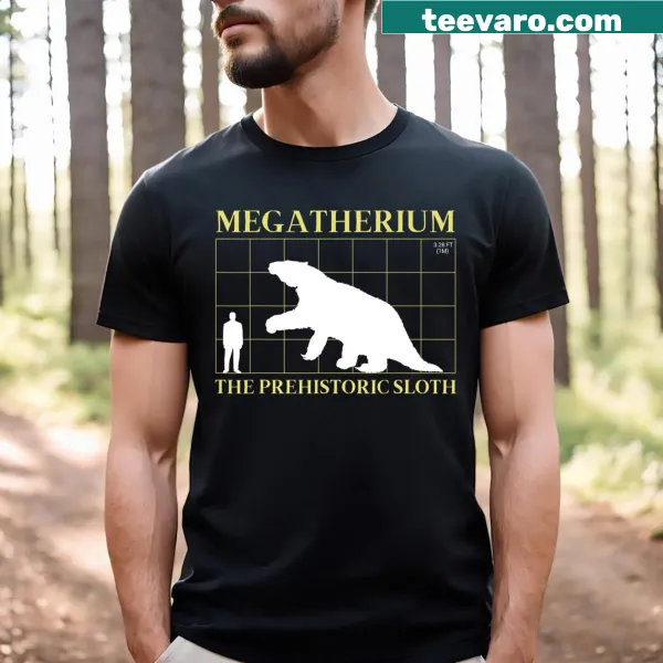 Megatherium t-shirt featuring an illustration of the extinct sloth