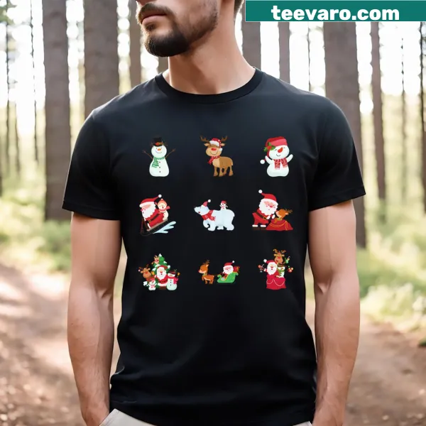 T-shirt featuring nine designs that embody the spirit of Christmas.