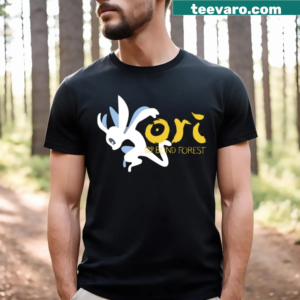 T-shirt featuring design inspired by Ori And The Blind Forest — on a men's t-shirt