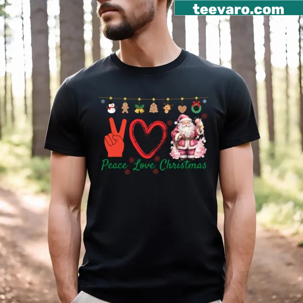 Christmas t-shirt with 'Peach Love' typography design