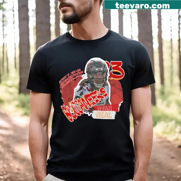 Football t-shirt featuring Ryan Neal of the Buccaneers in action