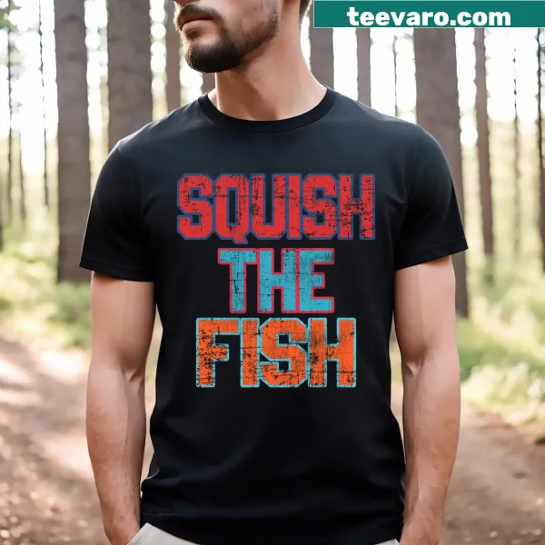 Cartoon fish graphic on a playful t-shirt