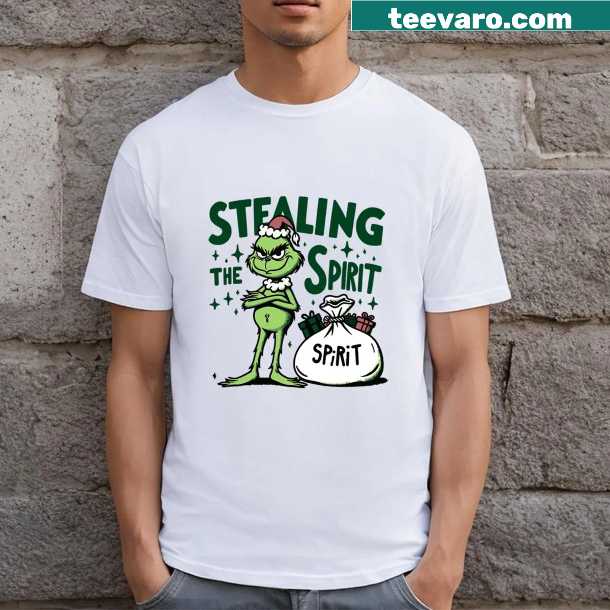 Witty typography on a Christmas-themed T-shirt — on a men's t-shirt