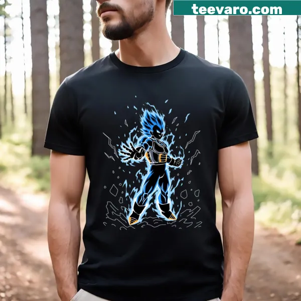 Illustration of Super Saiyan Vegeta on a t-shirt.