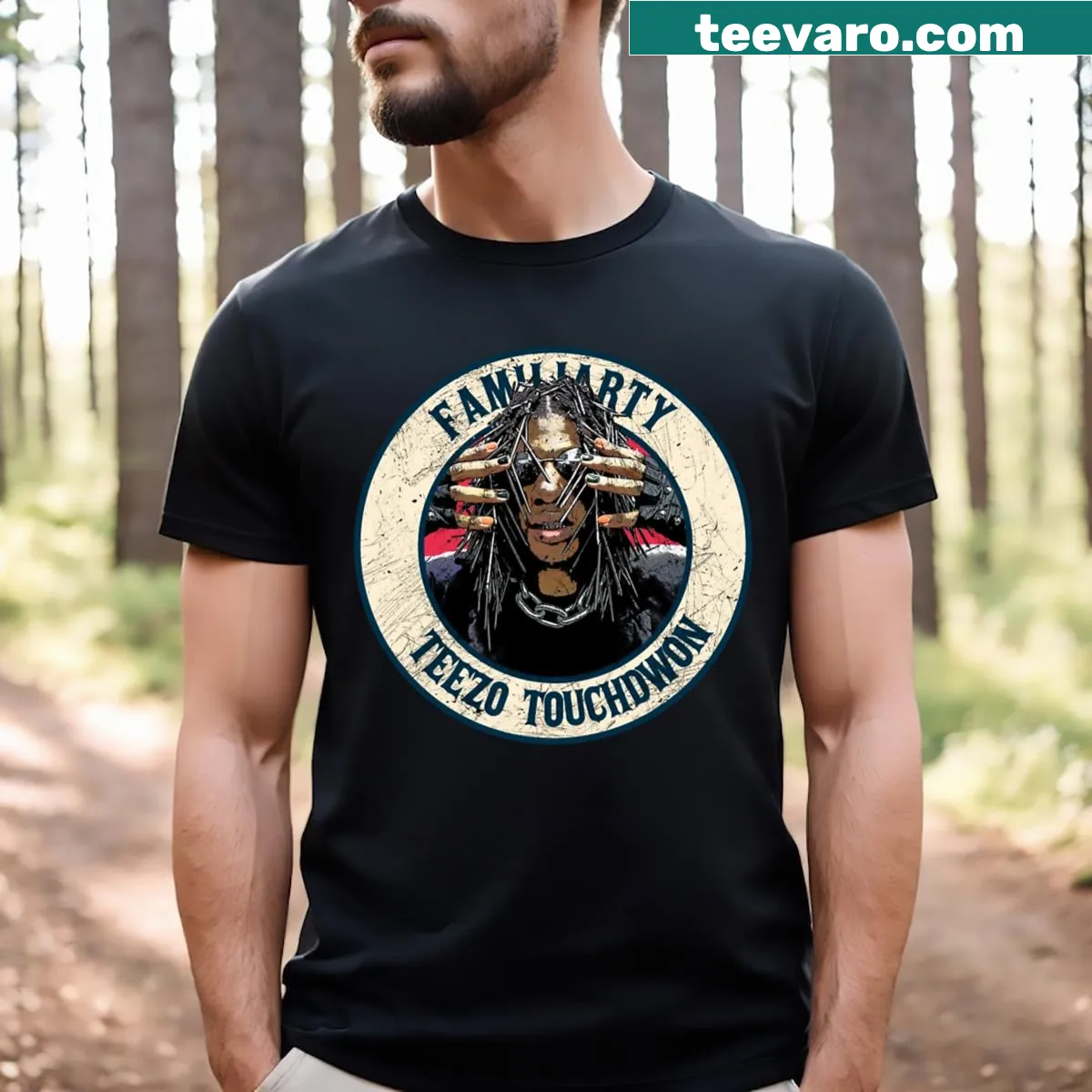 Playful Teezo Touchdowon design t-shirt with unique graphics — on a men's t-shirt