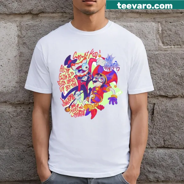 Whimsical design t-shirt inspired by The Amazing Digital Circus