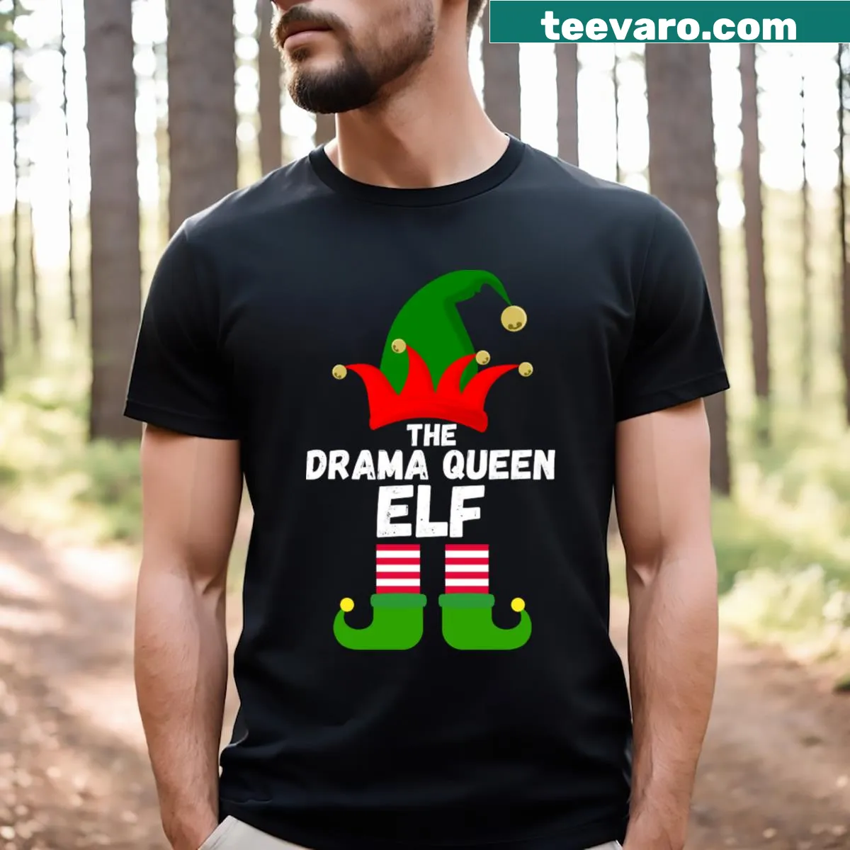 Funny Drama Queen Elf Christmas T-shirt for moms — on a men's t-shirt