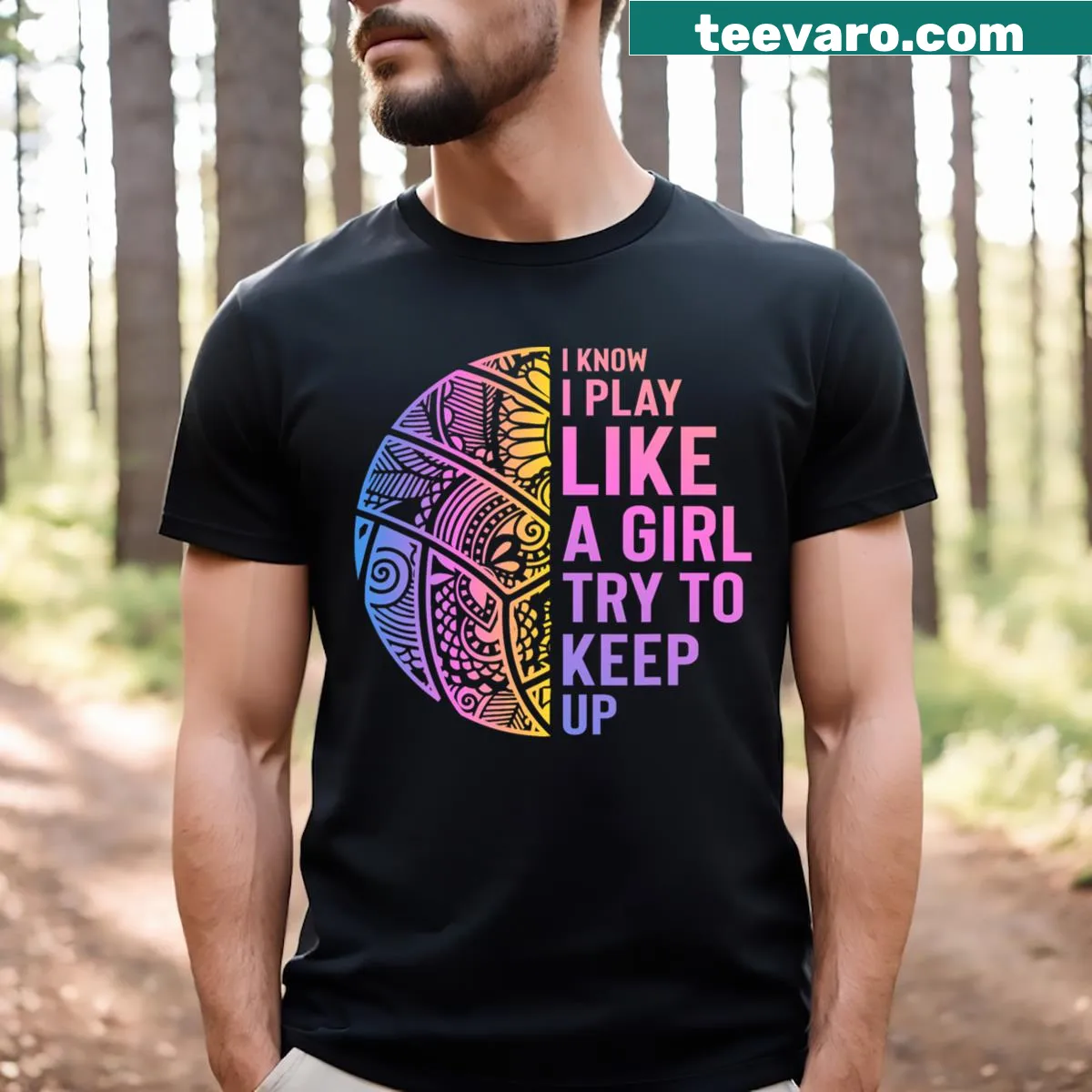 Funny volleyball T-shirt with empowering text for girls — on a men's t-shirt