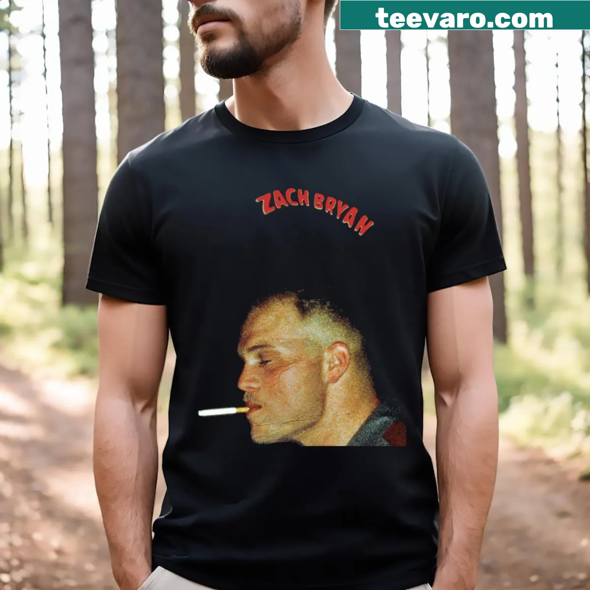 Illustration inspired by Zach Bryan's album on a t-shirt — on a men's t-shirt