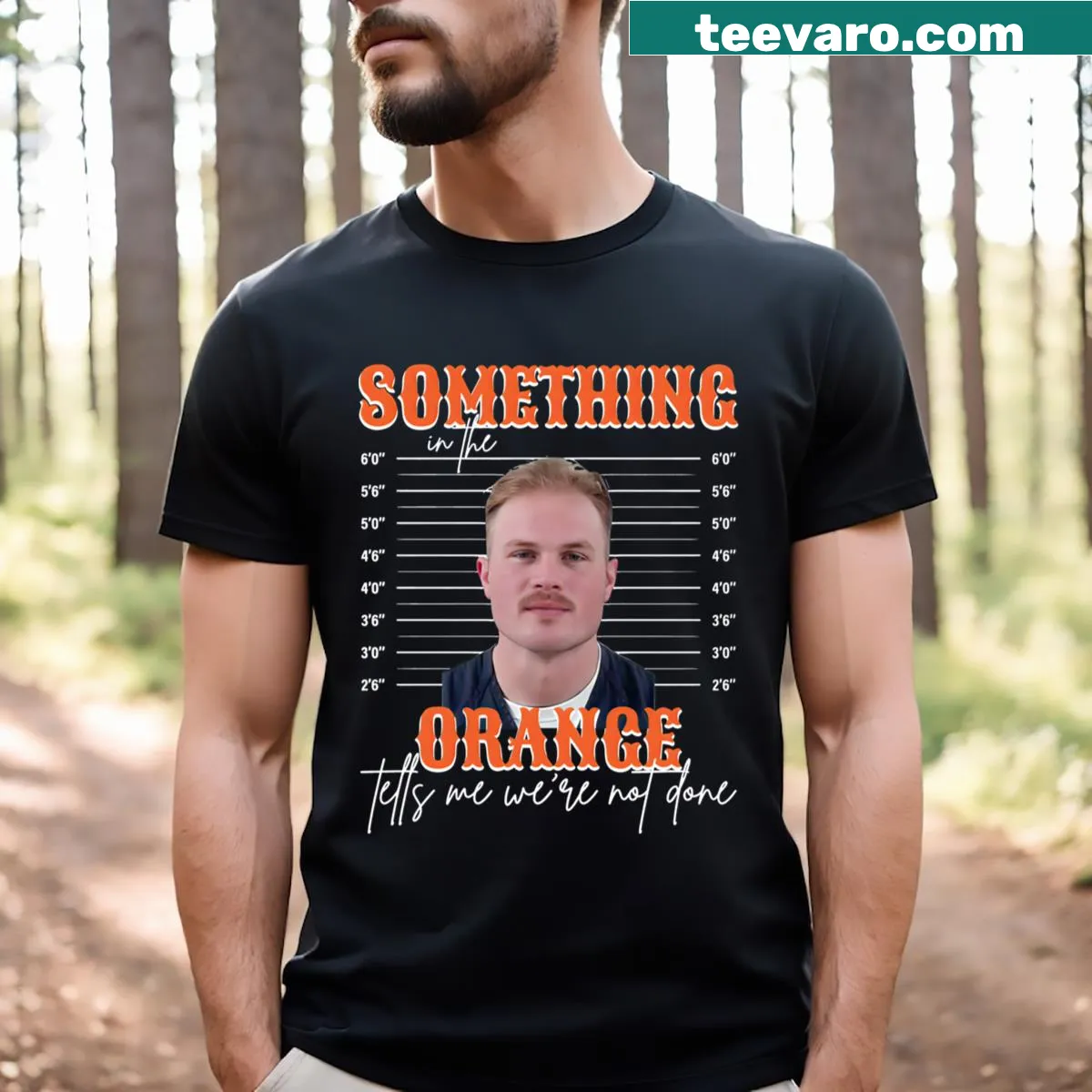 Zach Bryan mugshot t-shirt with edgy illustration — on a men's t-shirt