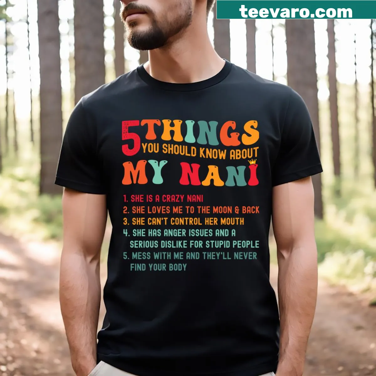 Funny grandmother love t-shirt with humorous text design — on a men's t-shirt