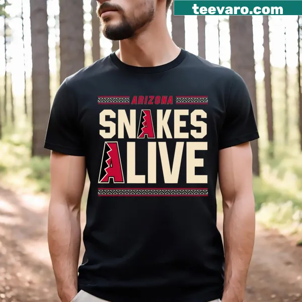 Vintage baseball-themed design with 'Snakes Alive' on a T-shirt