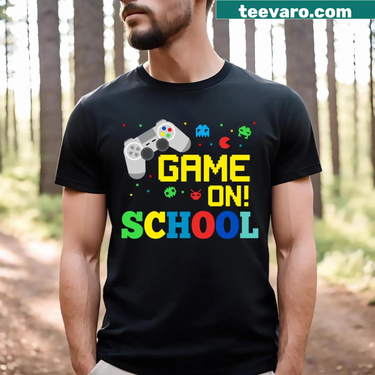 Funny 'Back To School Game' design on a vintage t-shirt — on a men's t-shirt