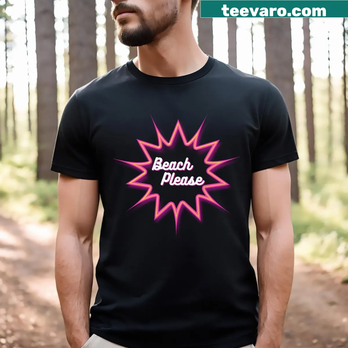 'Beach Love' t-shirt featuring playful seaside design — on a men's t-shirt