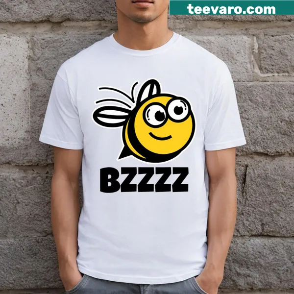 Cartoon bee face graphic for kids on a cute T-shirt