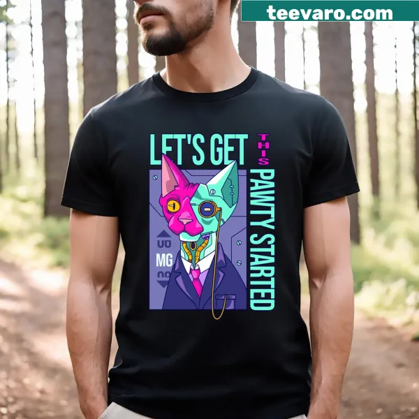 Funny Halloween cat graphic on T-shirt