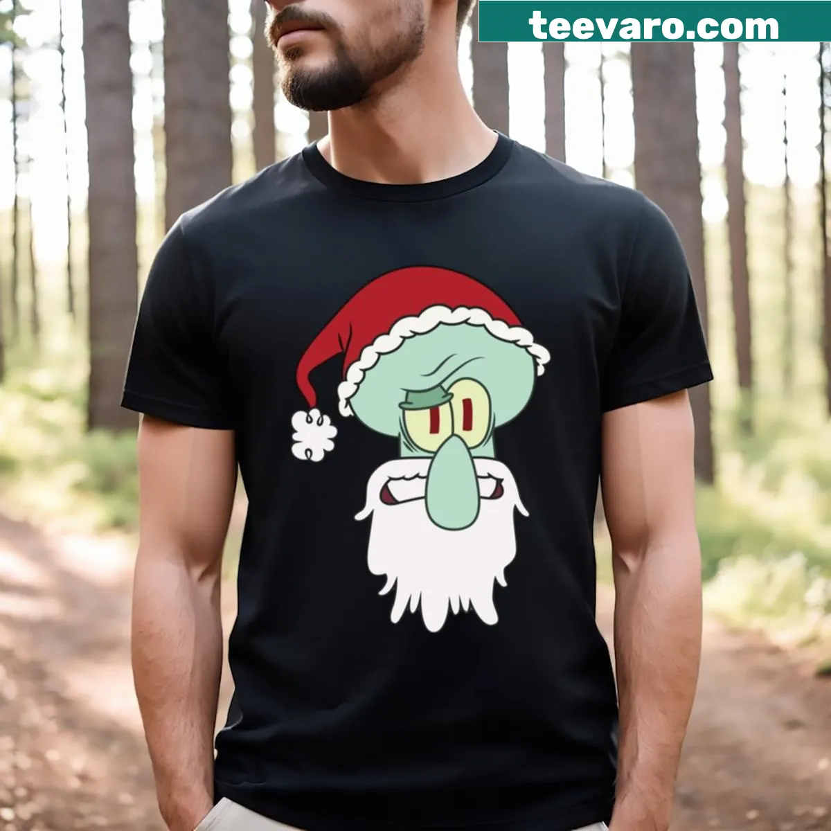 Funny New Year T-shirt featuring Squidward — on a men's t-shirt