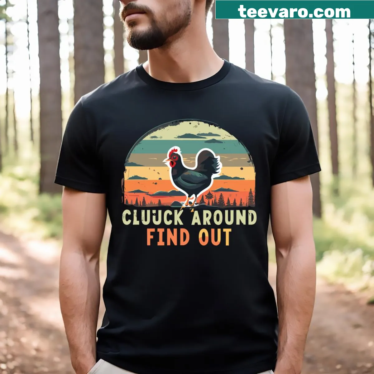Vintage distressed chicken graphic T-shirt with humorous text — on a men's t-shirt