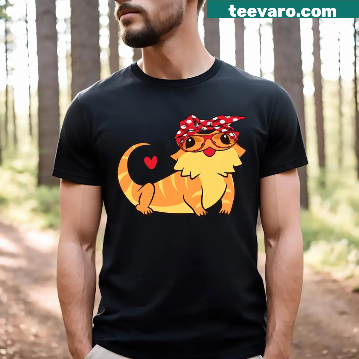 Cute cartoon bearded dragon t-shirt designed for moms — on a men's t-shirt
