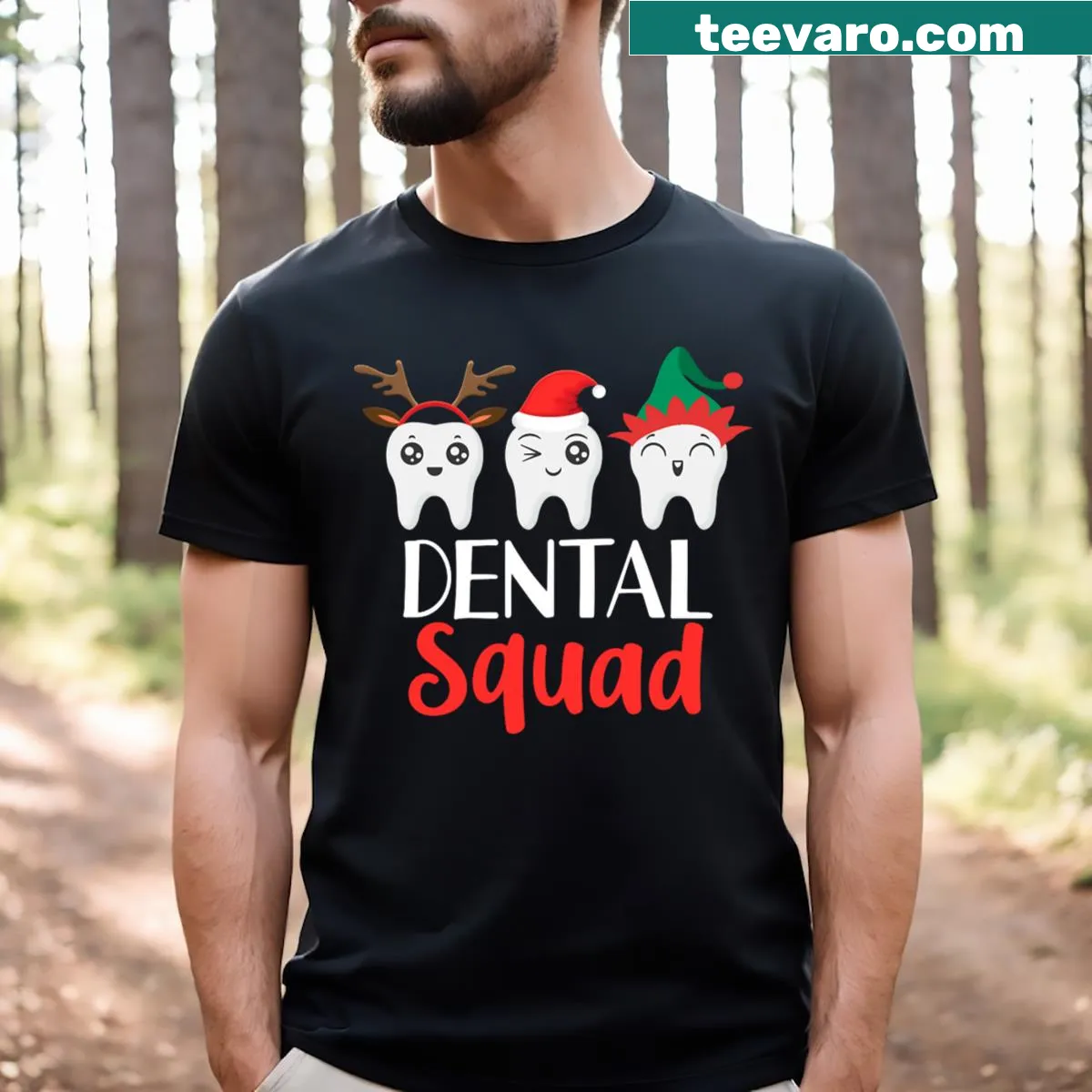 Dental-themed t-shirt with 'Dental Squad Friends Team' text — on a men's t-shirt