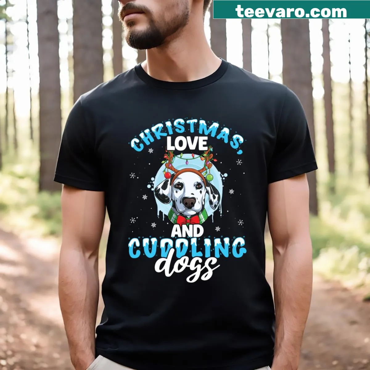 Dog Pug Love t-shirt featuring a playful typography design for dog lovers. — on a men's t-shirt