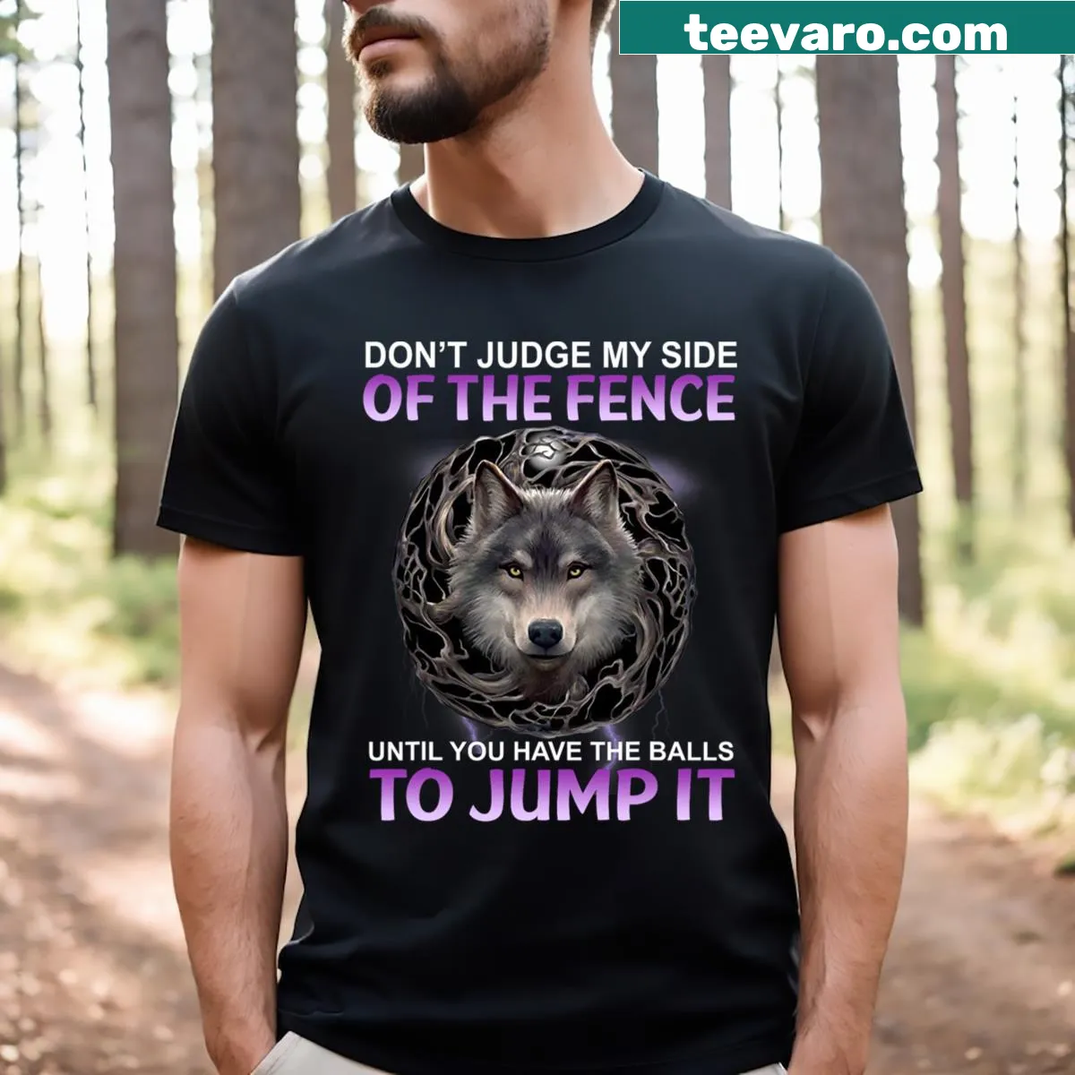 Bold wolf graphic t-shirt with a statement about individuality. — on a men's t-shirt