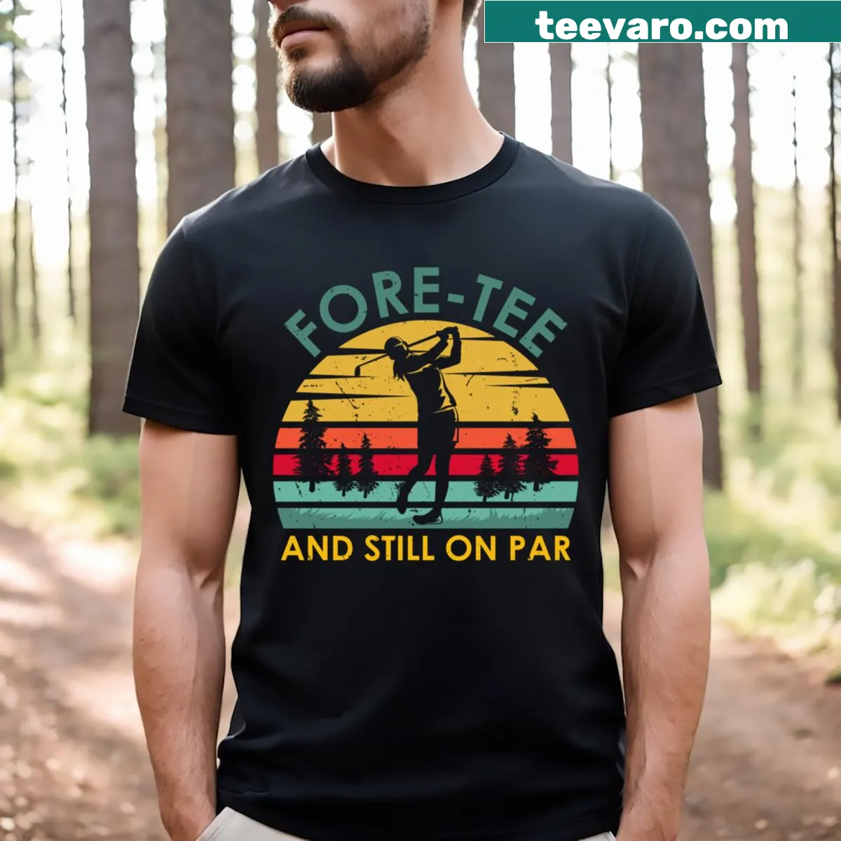 Funny 40th birthday golf t-shirt for moms with retro design — on a men's t-shirt