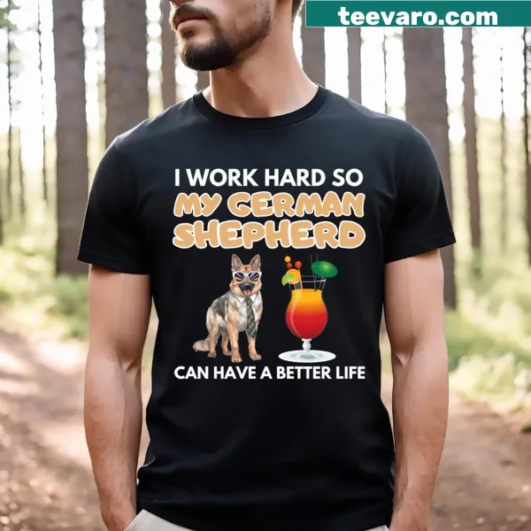 Funny German Shepherd t-shirt with humorous text about dog ownership