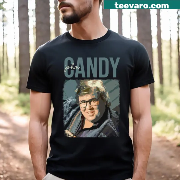 Playful graphic of John actor and candy on a t-shirt