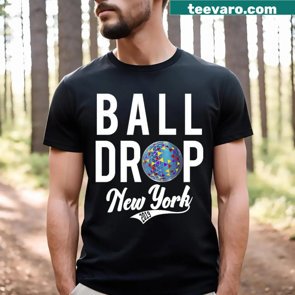 New York New Year Eve 2019 T-shirt with festive design — on a men's t-shirt