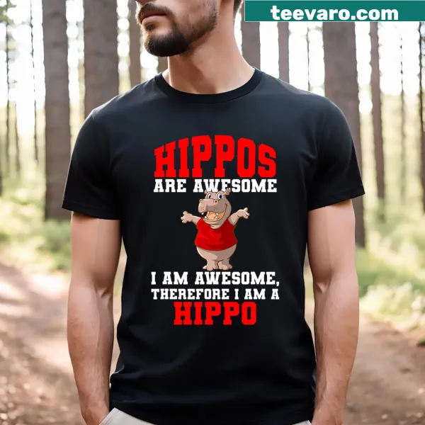 Playful T-shirt featuring a whimsical hippo illustration and text