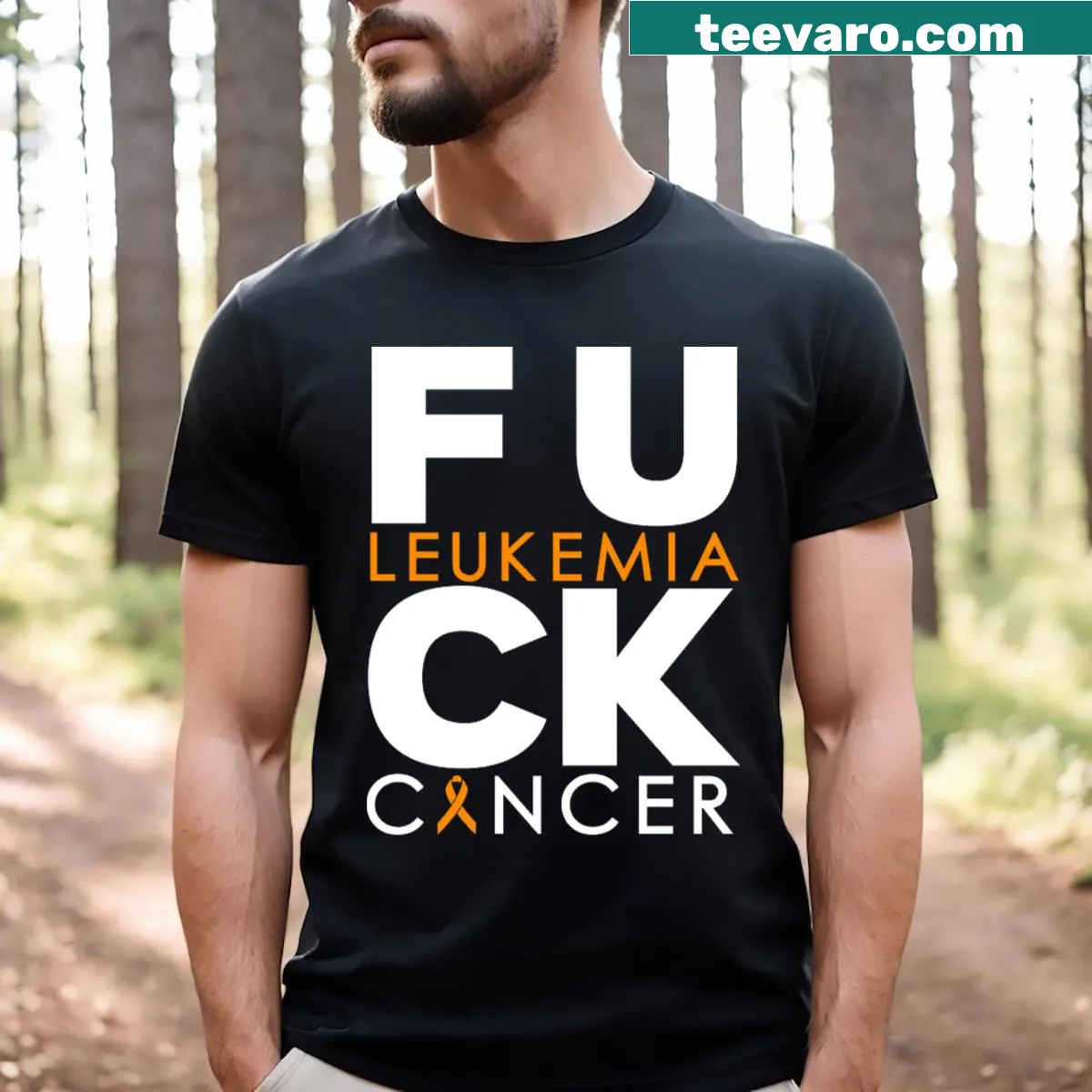 Inspirational T-shirt supporting leukemia awareness — on a men's t-shirt