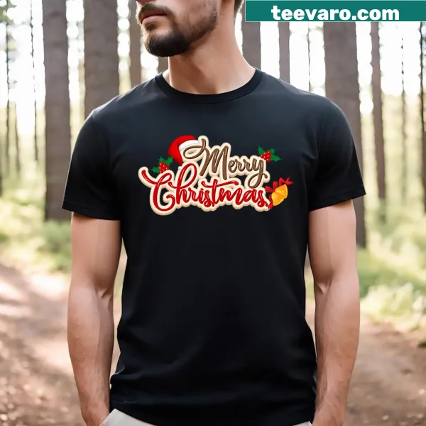 Active T-shirt with a festive 'Merry Christmas' graphic