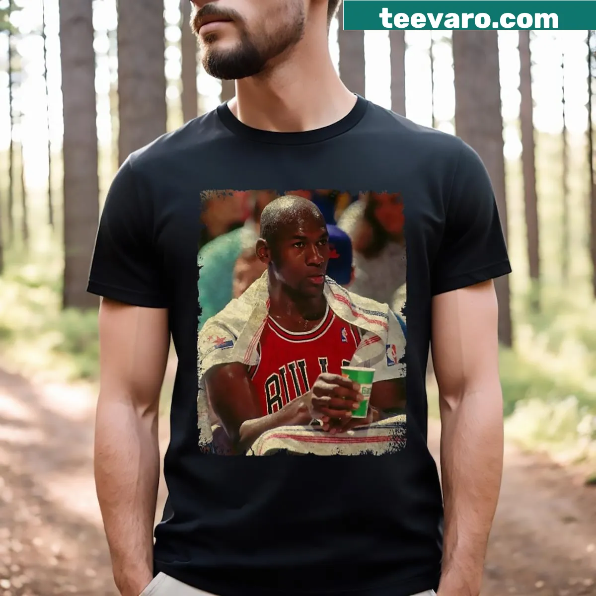 T-shirt featuring a bold graphic celebrating Michael Jordan — on a men's t-shirt