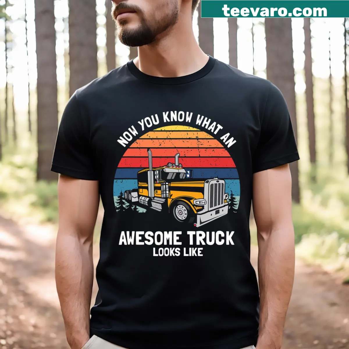 Trucker lover t-shirt with bold text about awesome trucks — on a men's t-shirt