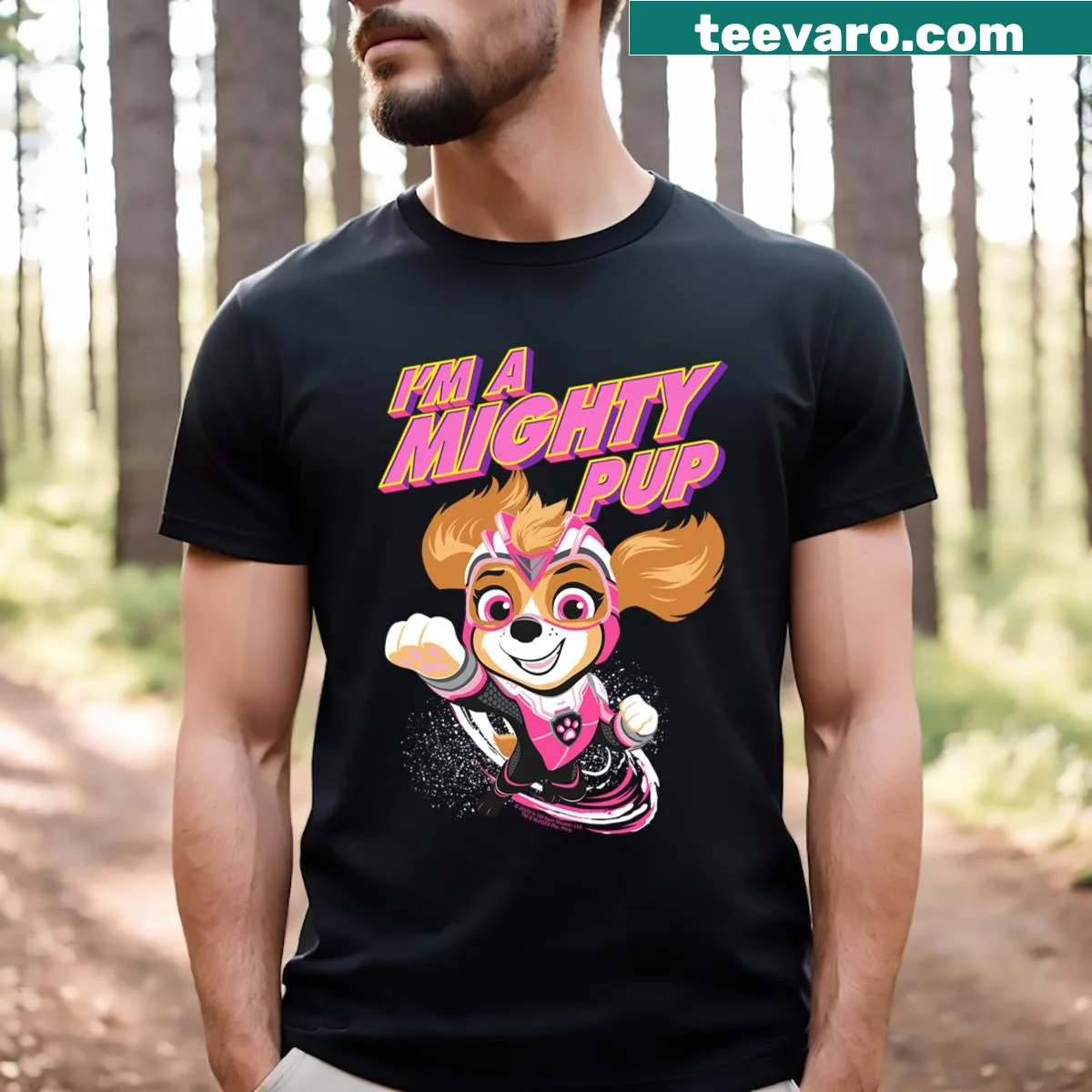 Skye from Paw Patrol featured on a cute kids' tee. — on a men's t-shirt