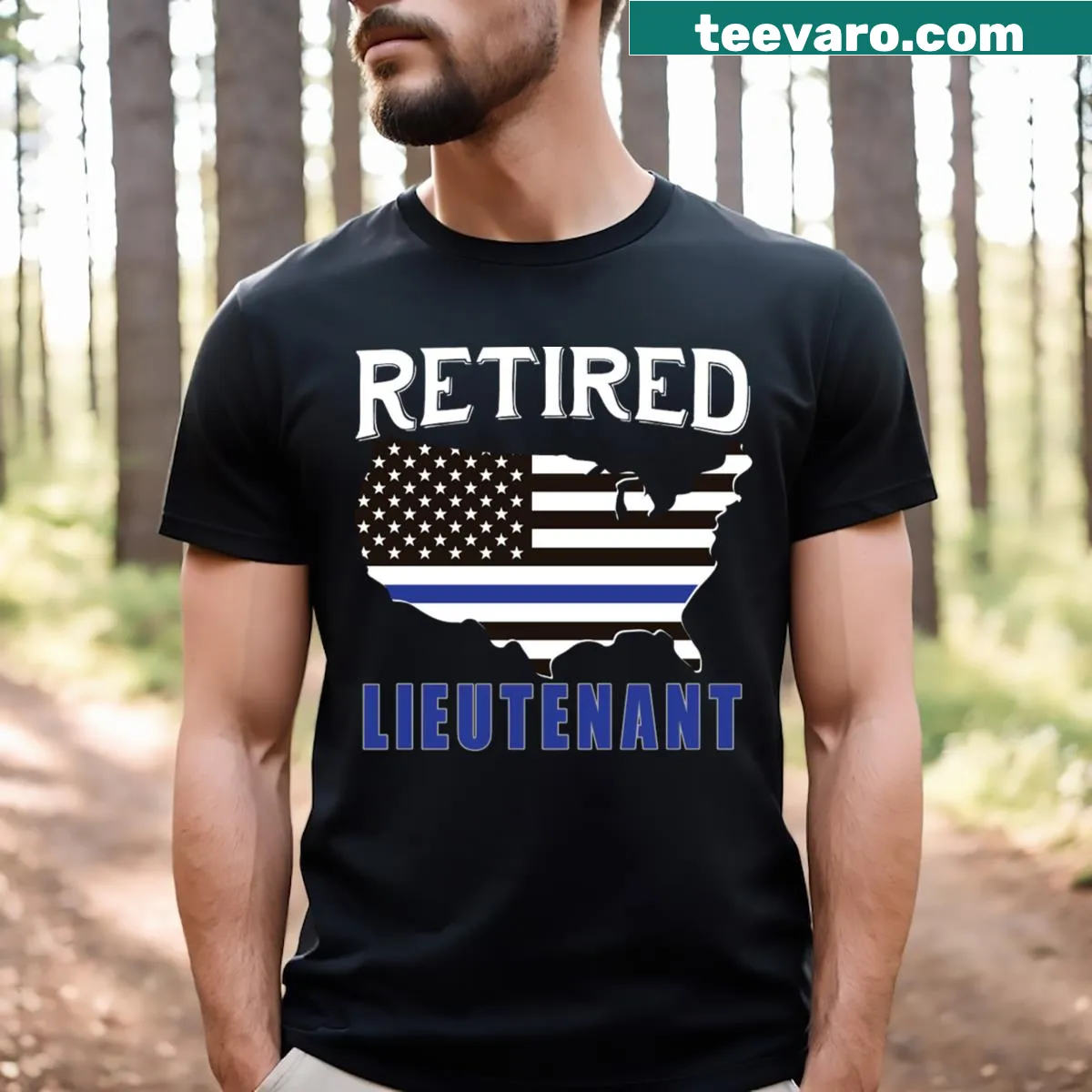 Honorable T-shirt celebrating retired lieutenant service — on a men's t-shirt