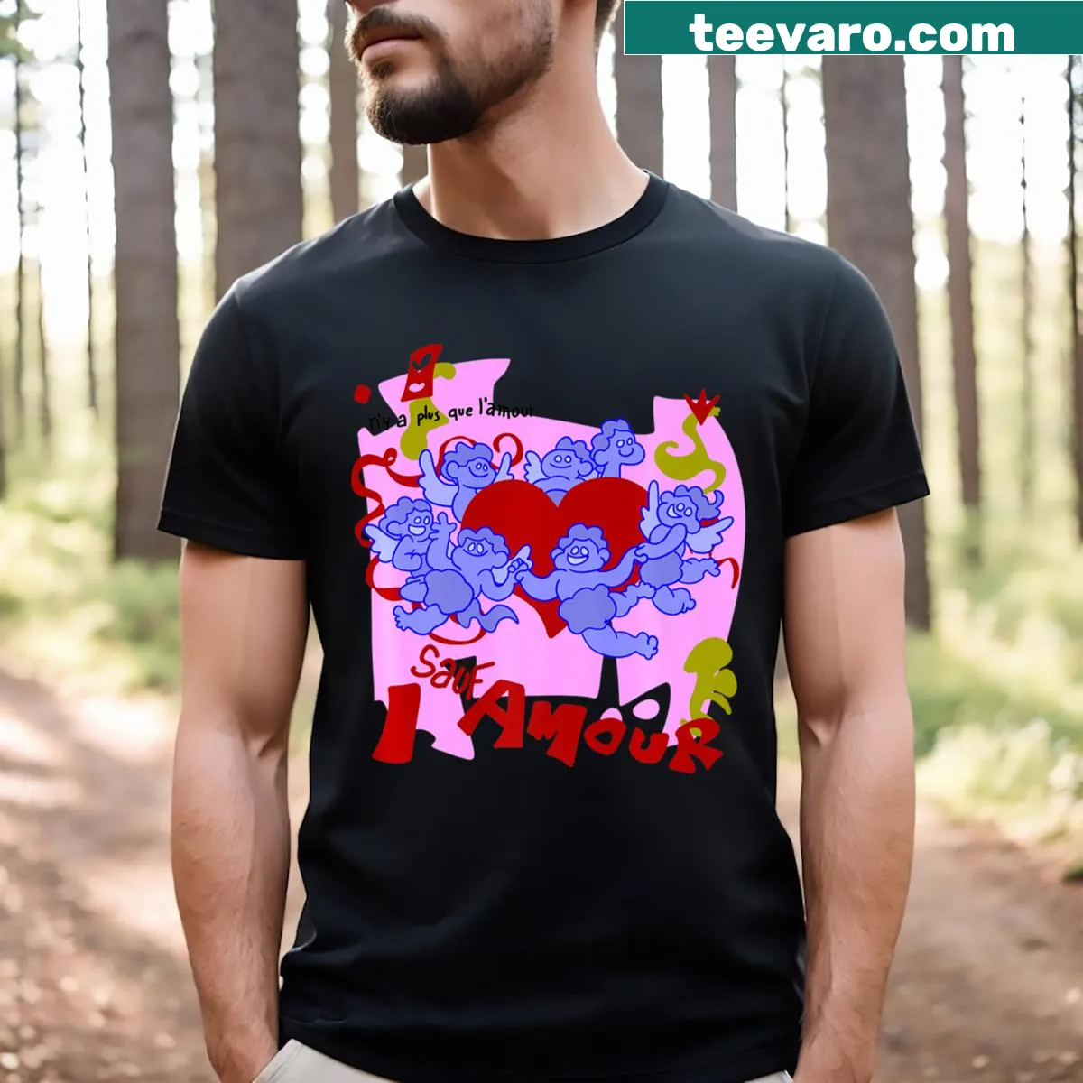Retro 1980s cartoon Beat It Amour T-shirt — on a men's t-shirt
