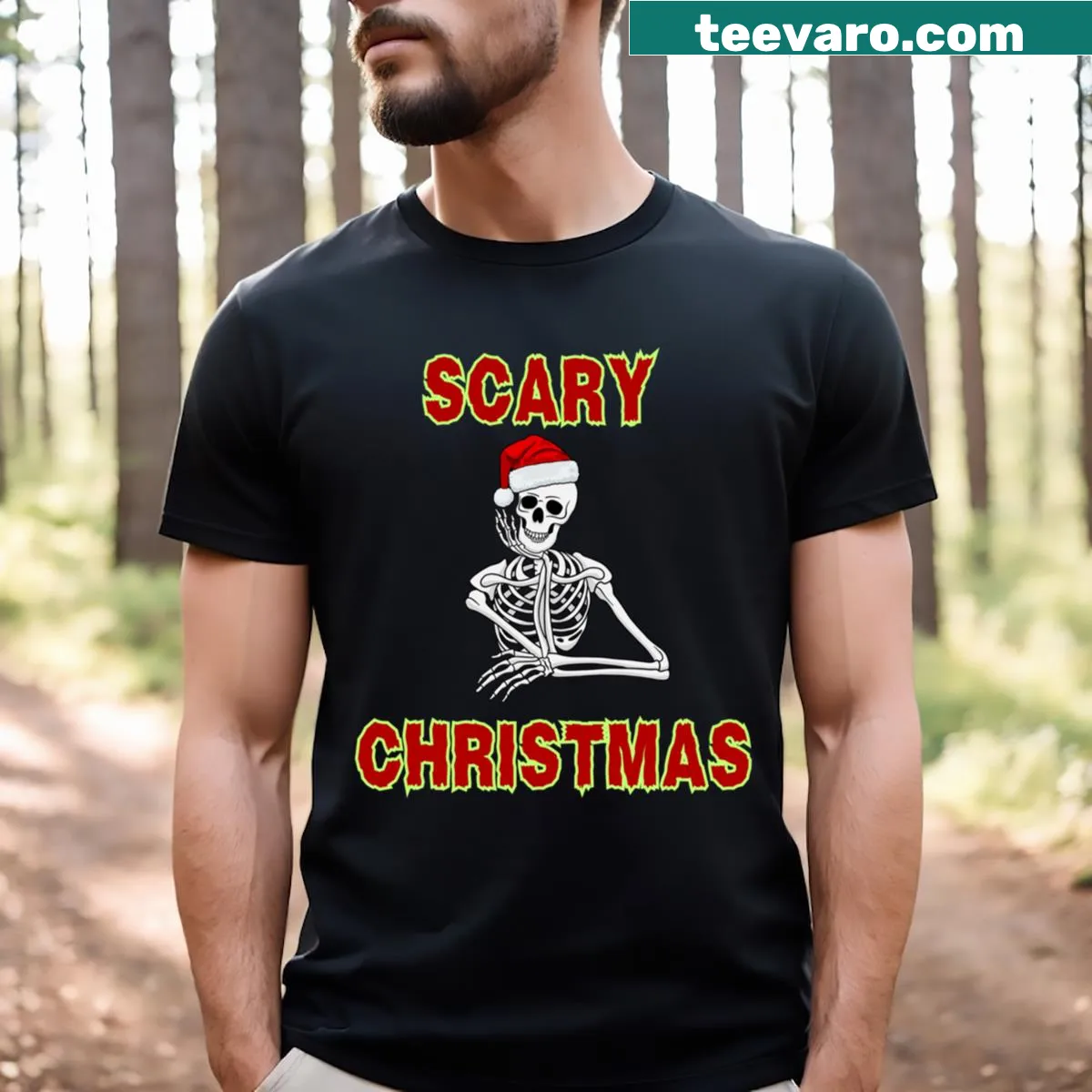 T-shirt with the phrase 'Scary Christmas' in a bold design — on a men's t-shirt