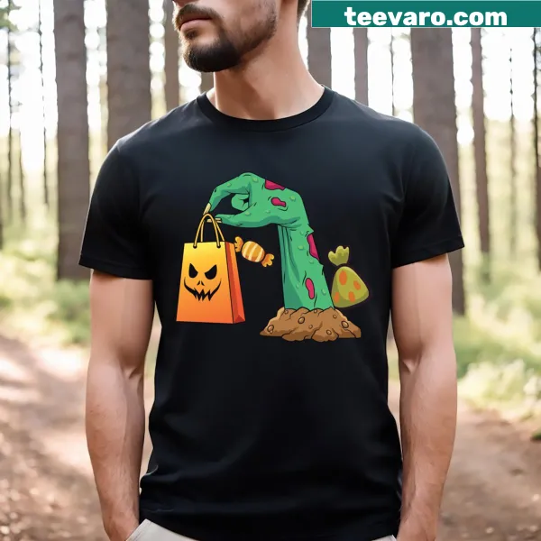 Playful Halloween t-shirt featuring a Trick Or Treat graphic.