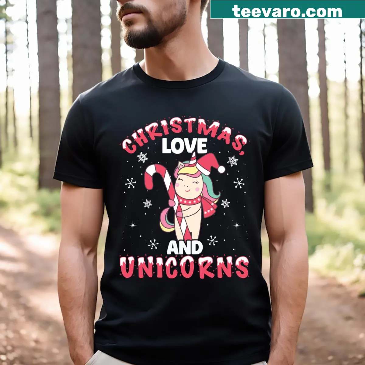 Enchanting T-shirt with a girl riding a unicorn — on a men's t-shirt