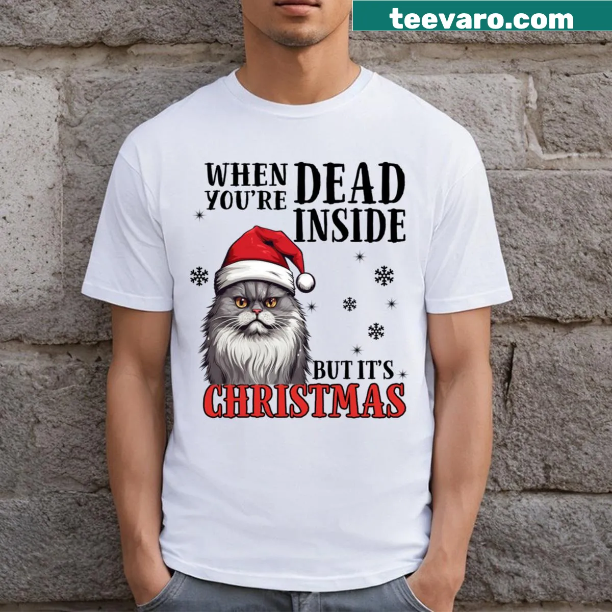 Sarcastic Christmas T-shirt with humorous message. — on a men's t-shirt