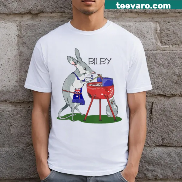 Illustrated bilby design on a women's V-neck t-shirt.
