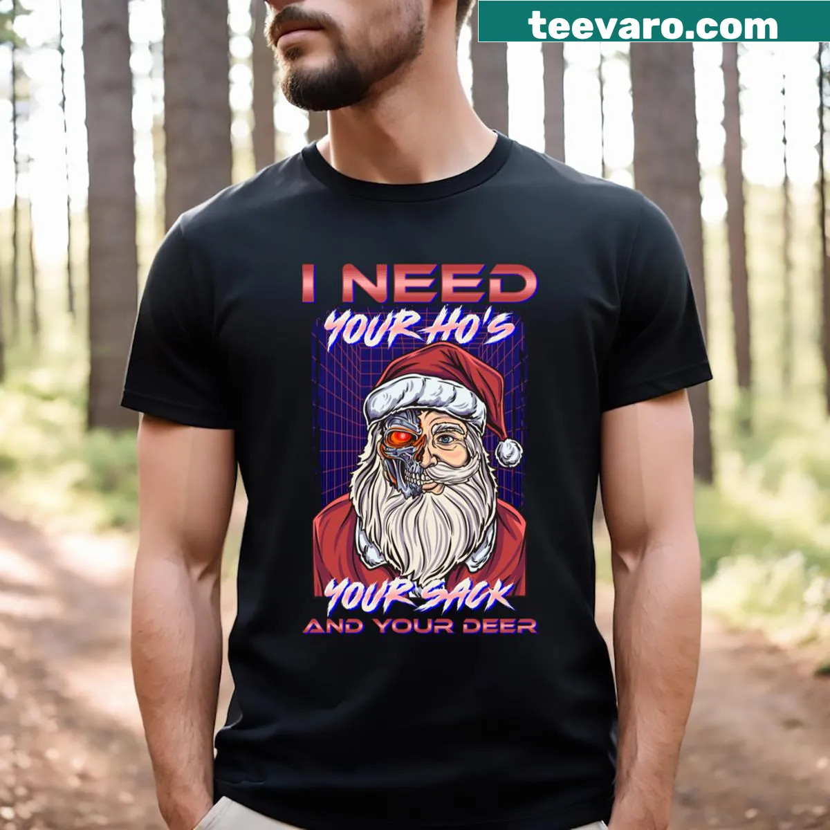 Funny retro Santa design on Christmas T-shirt for men — on a men's t-shirt