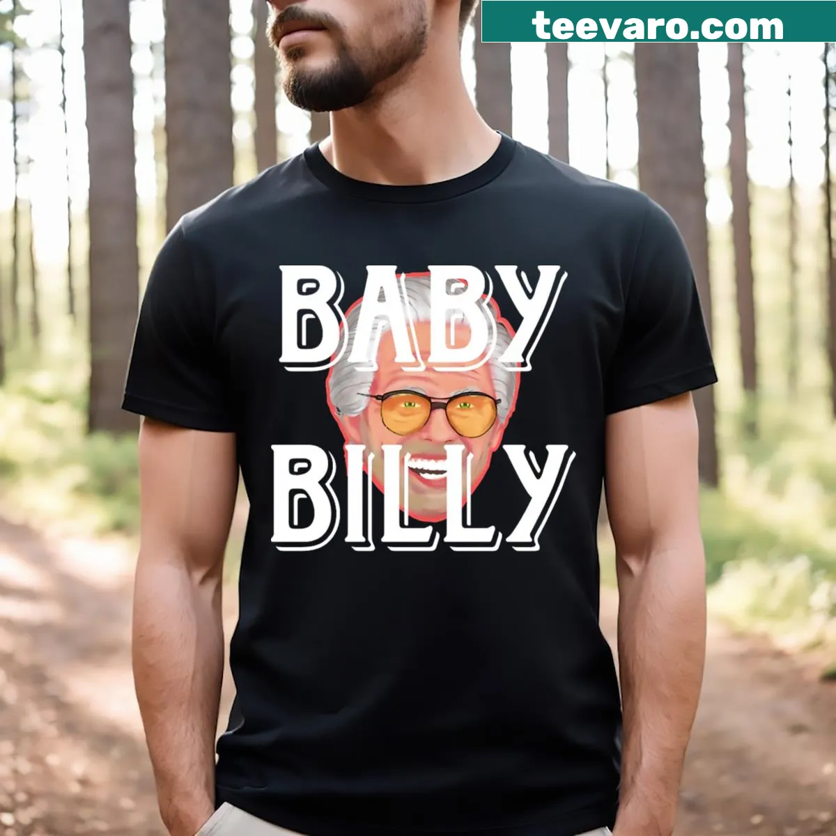Playful T-shirt featuring Baby Billy and Bible themes — on a men's t-shirt