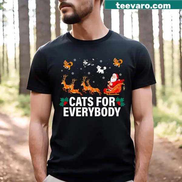 Humorous Christmas cat graphic with Santa hat on a kids t-shirt.