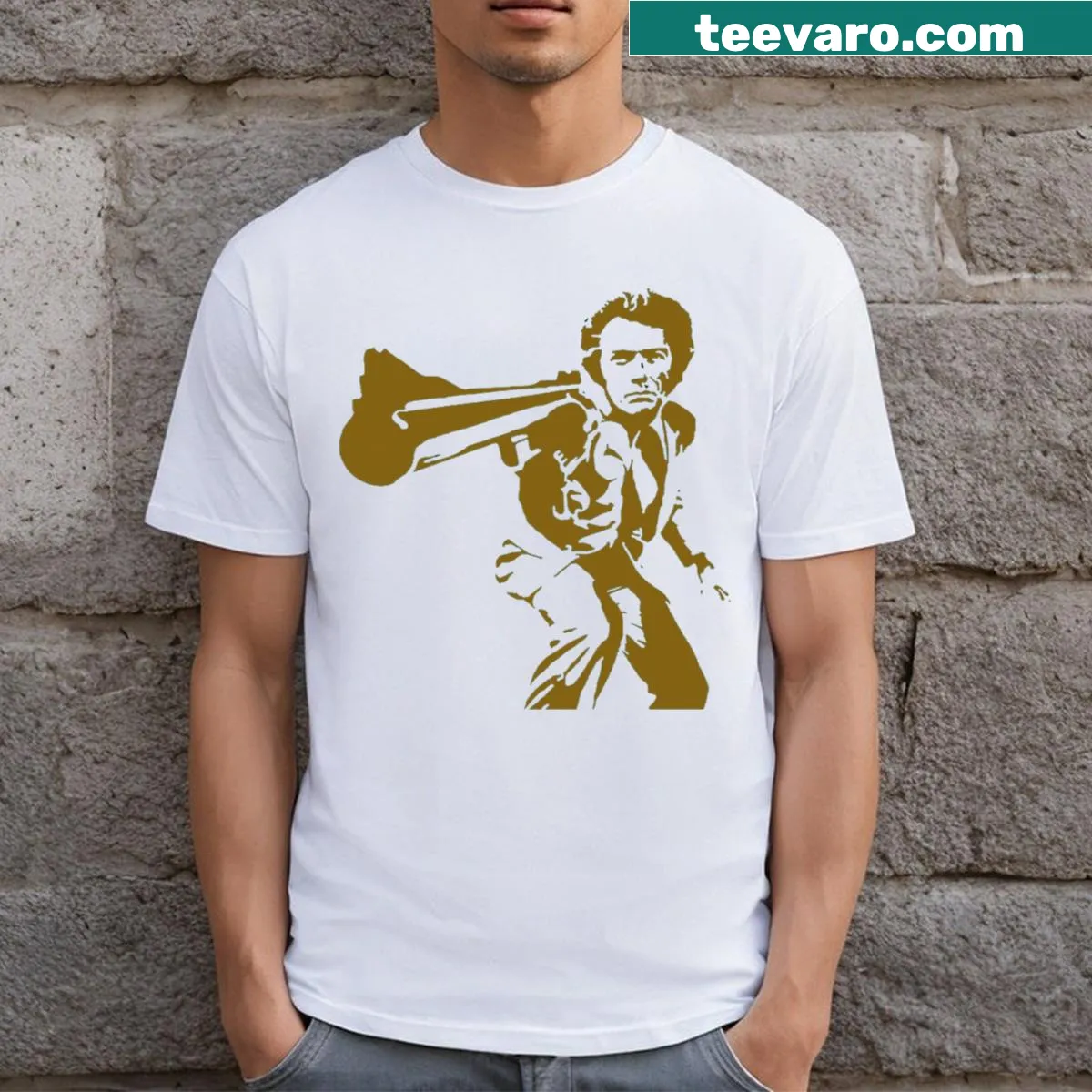 Classic tee featuring Clint Eastwood graphic — on a men's t-shirt